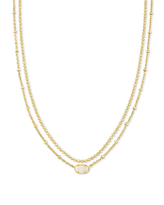 Emilie Gold Multi Strand Necklace In Iridescent Drusy