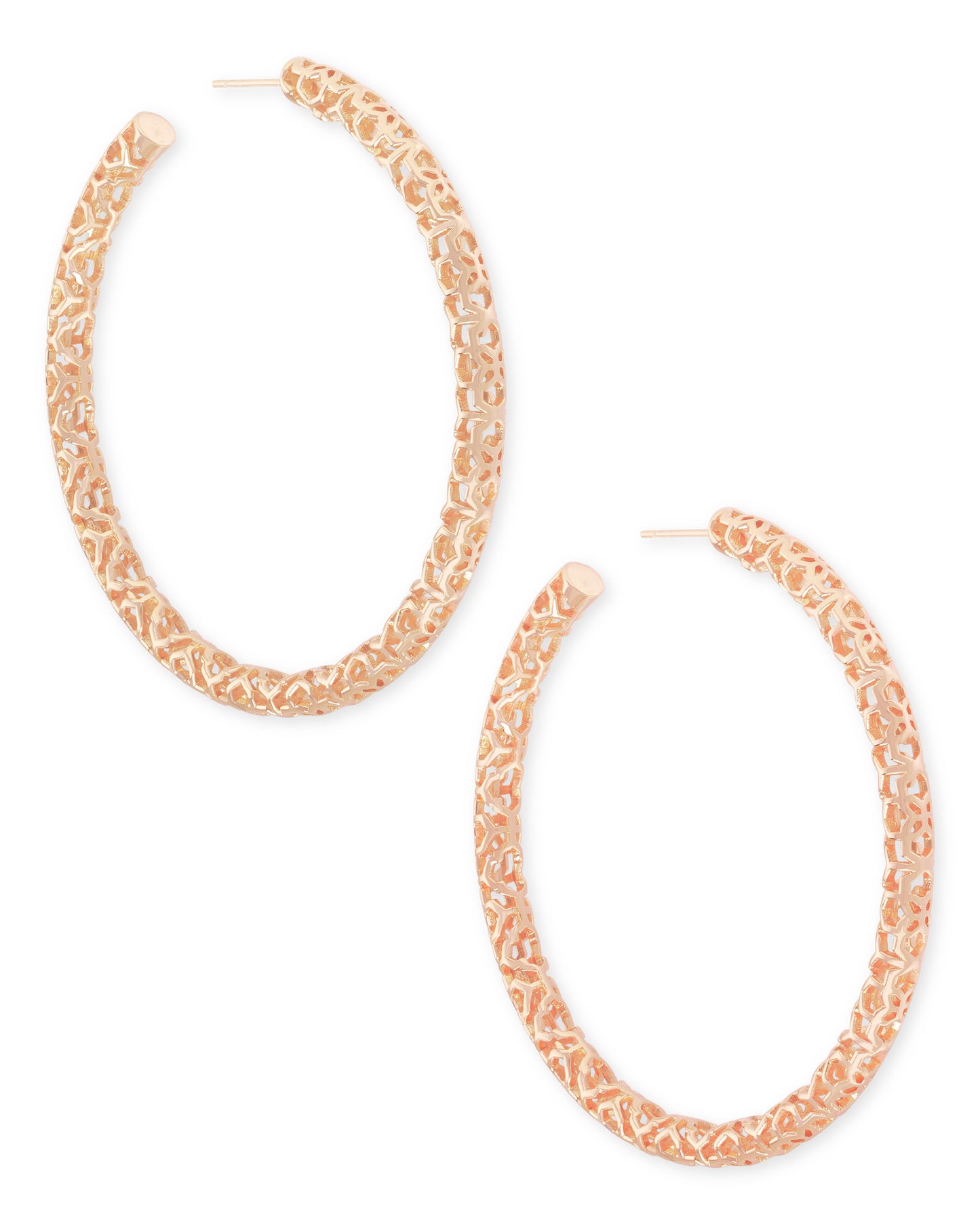 Maggie Hoop Earrings In Rose Gold Filigree