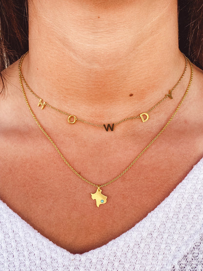 Howdy Gold Letter Necklace