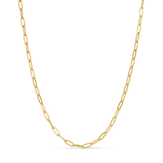 Gold Plated Paper Clip Necklace - 2.1mm