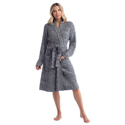 Ultra Soft Marshmallow Wrap Robe | Heather Black