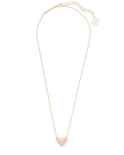 Ari Heart Necklace In Gold & Rose Quartz