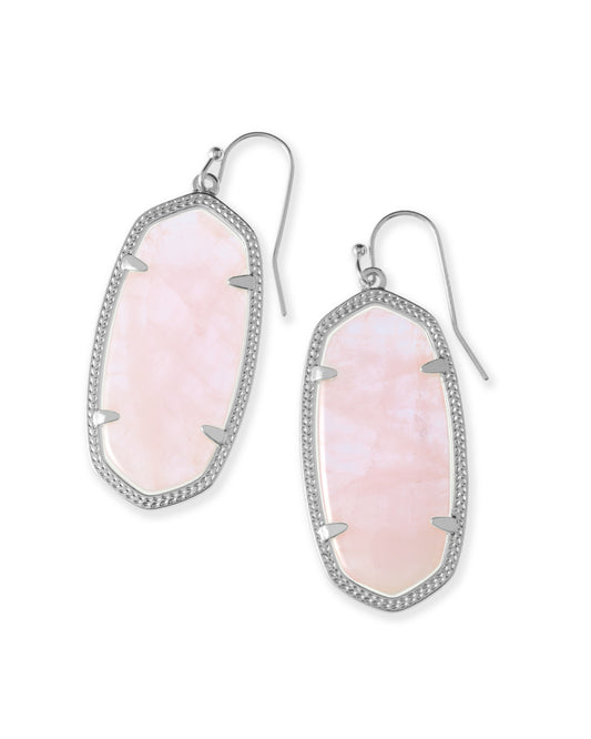 Elle Silver Drop Earrings In Rose Quartz