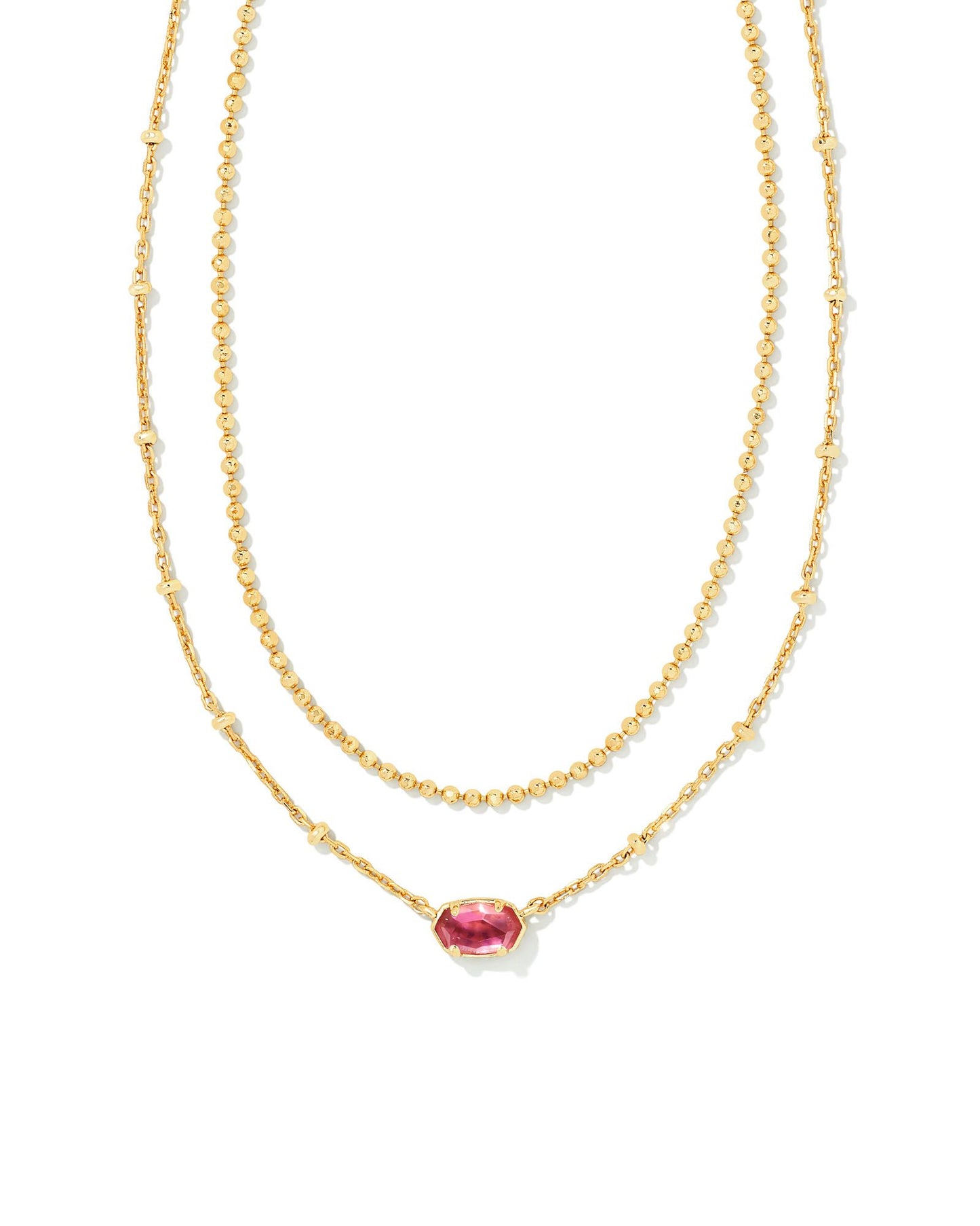 Emilie Multi Strand Necklace | Gold & Burgundy Illusion