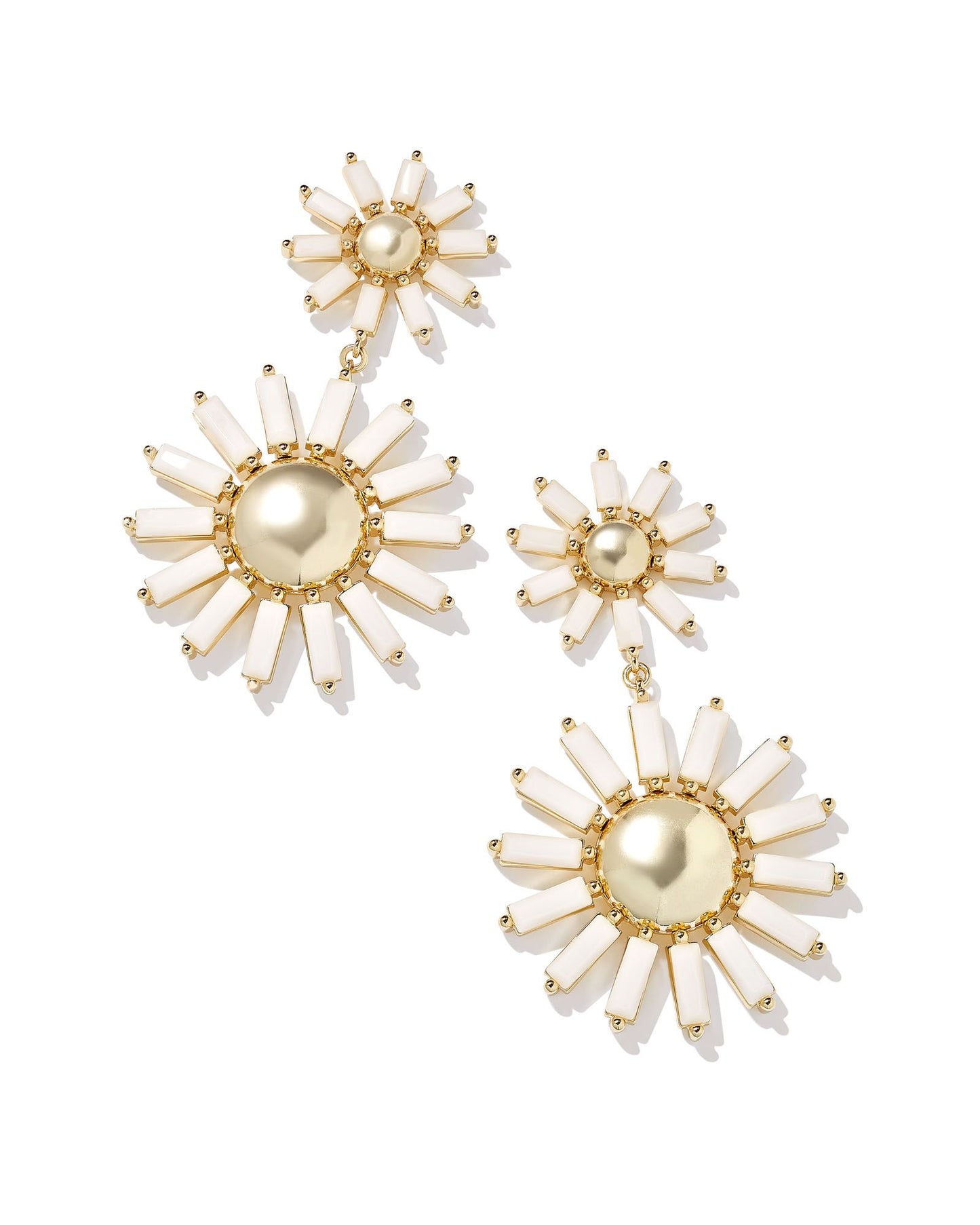 Madison Daisy Statement Earring | Gold White Opaque