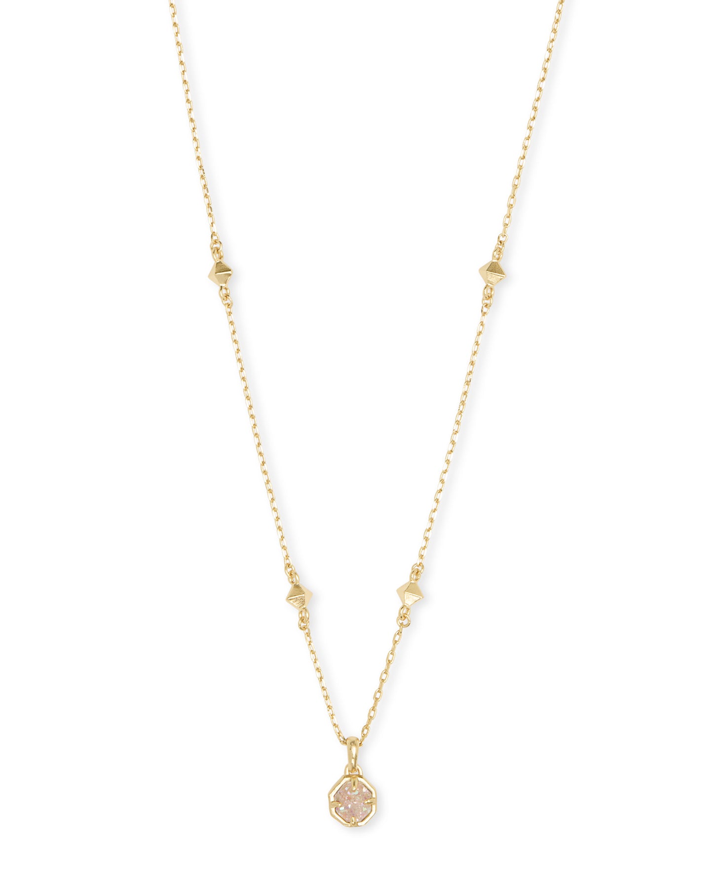 Nola Gold Pendant Necklace In Iridescent Drusy