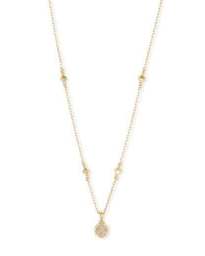 Nola Gold Pendant Necklace In Iridescent Drusy