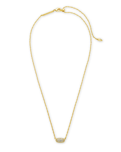 Grayson Gold Pendant Necklace In White Crystal