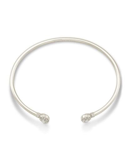 Grayson Silver Cuff Bracelet In White Crystal