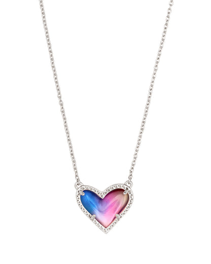 Ari Heart Necklace | Silver & Watercolor Illusion