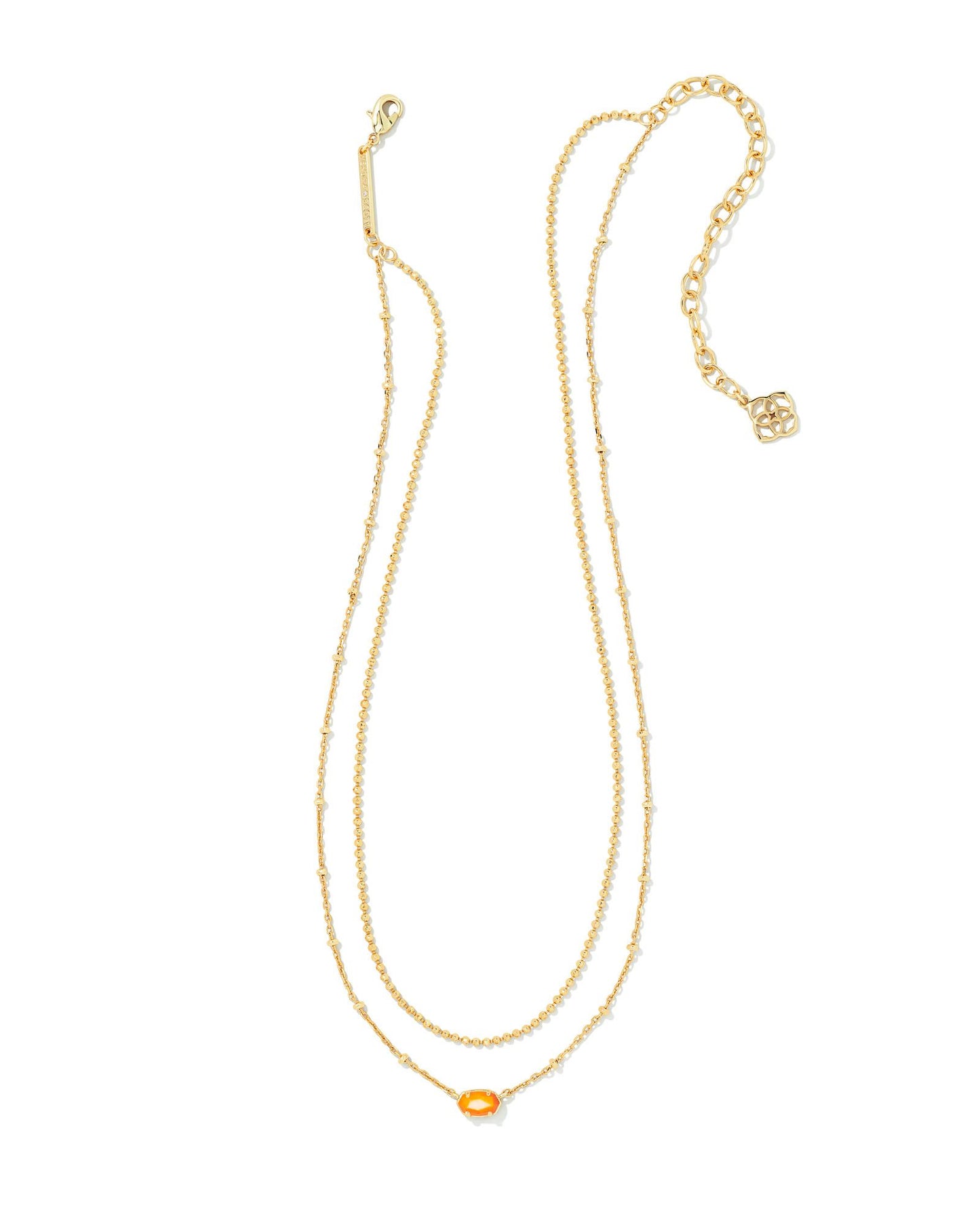 Emilie Multi Strand Necklace | Gold & Orange Mother-of-Pearl