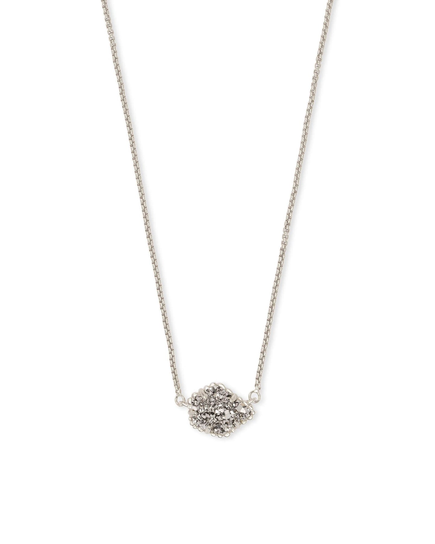 Tess Silver Pendant Necklace In Platinum Drusy