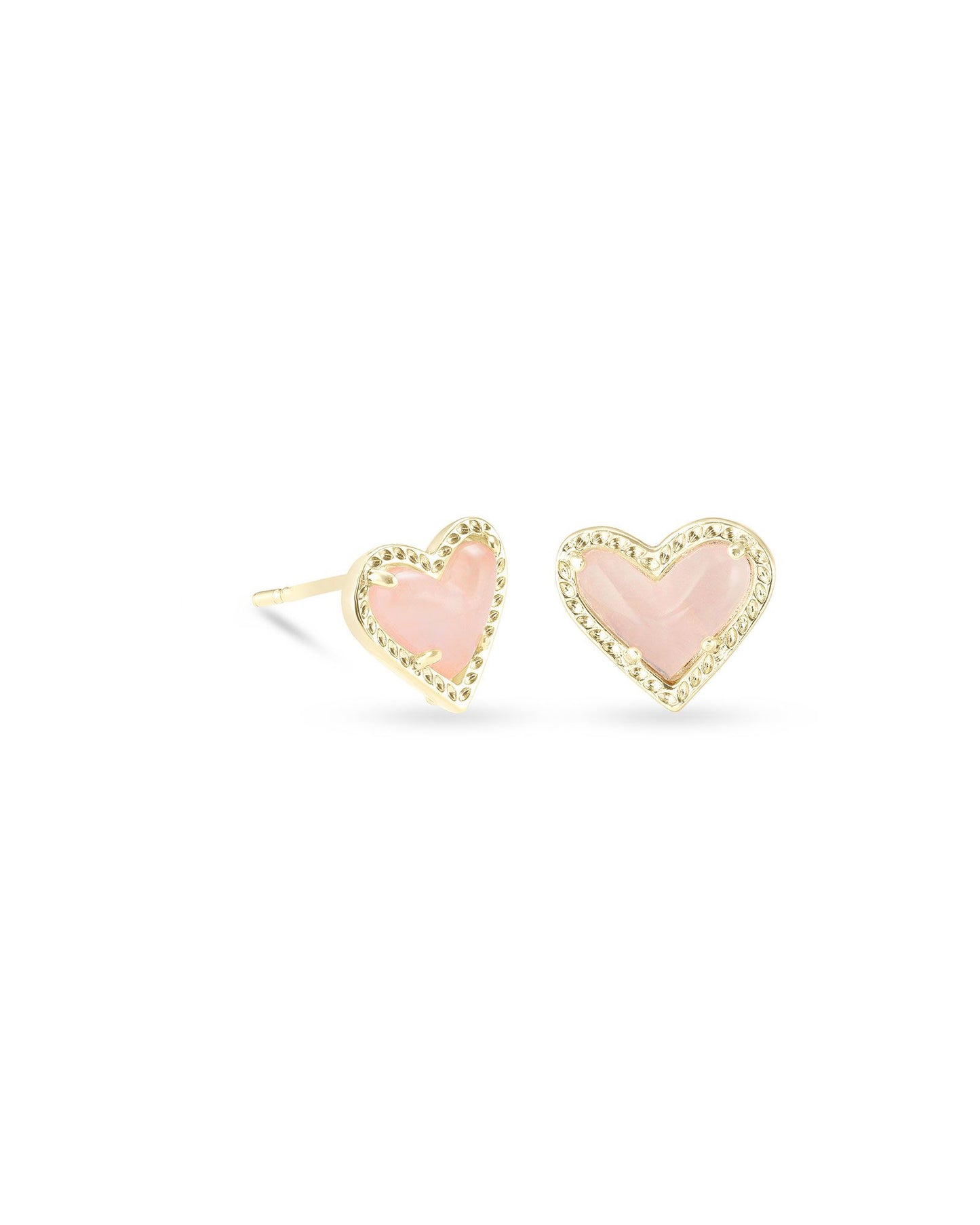 Ari Heart Gold Earrings In Rose Quartz