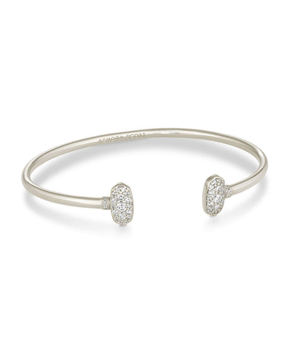 Grayson Silver Cuff Bracelet In White Crystal
