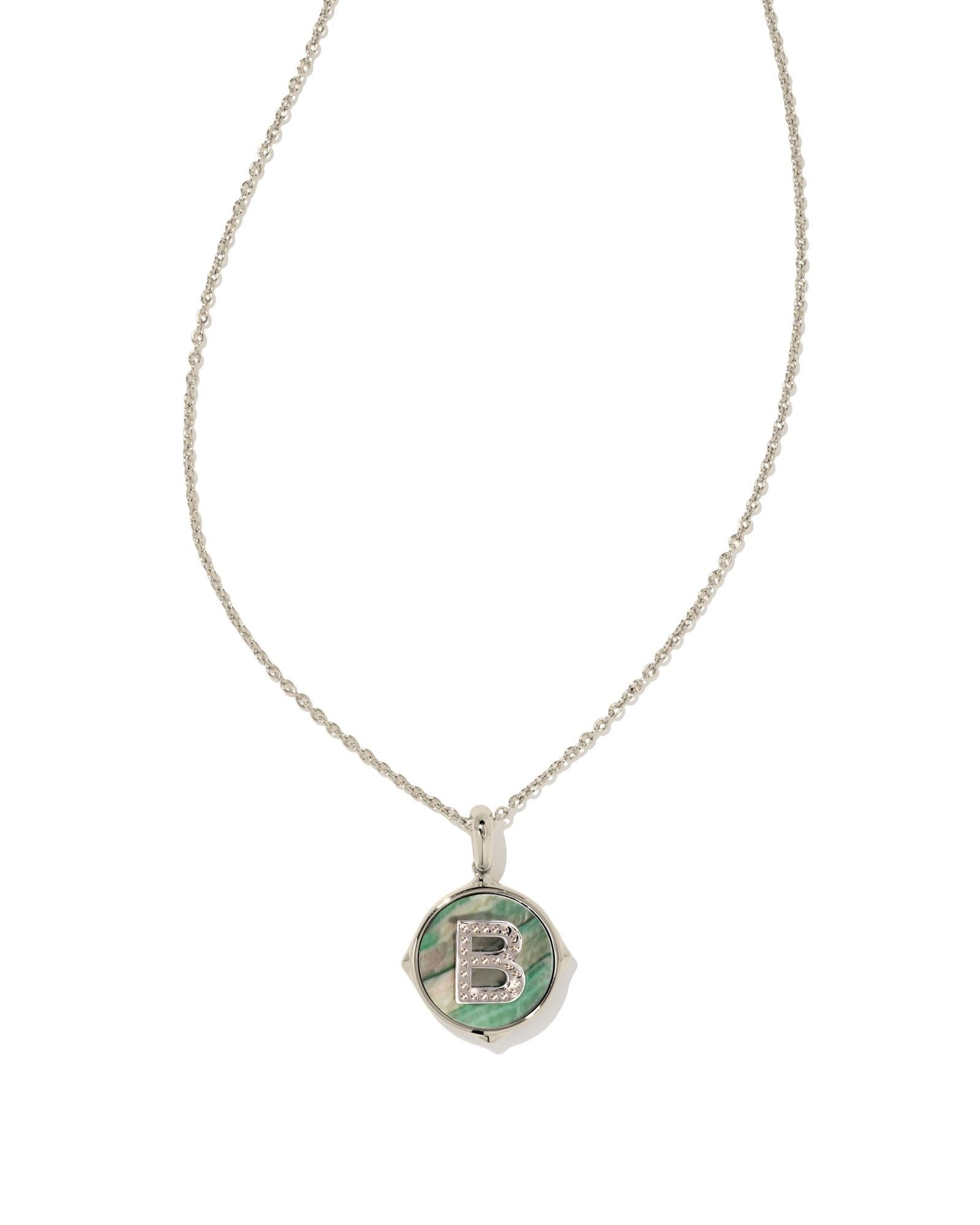 Letter Disc Necklace | Silver & Black Mother-of-Pearl